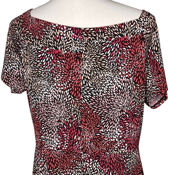 The Limited Off Shoulder Handkerchief Hem Midi Dress L Mauve White Black Print - Picture 6 of 16